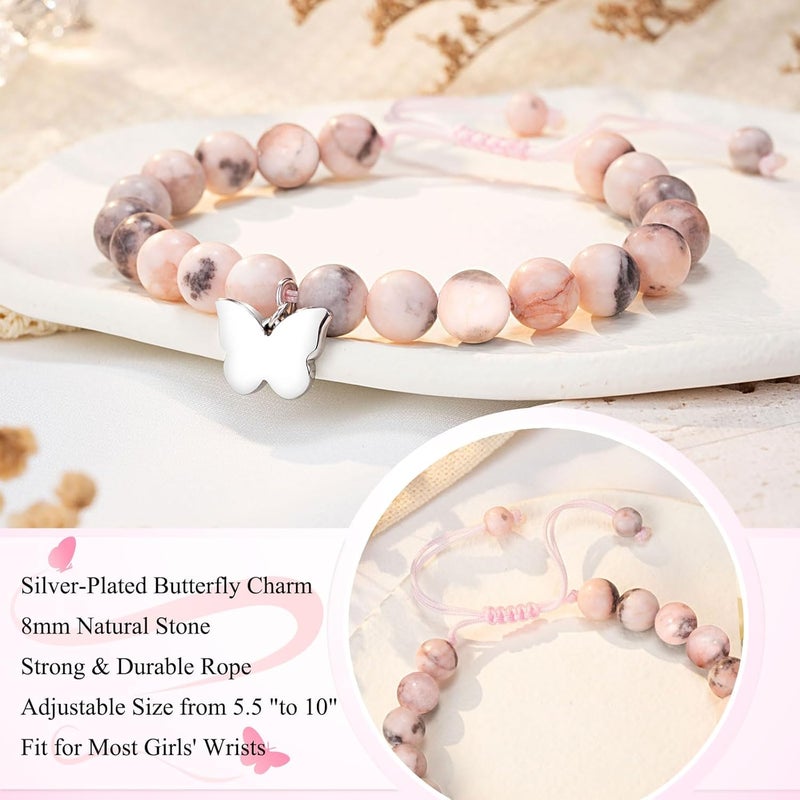 UNGENT THEM 6-16 Year Old Girls Birthday Butterfly Gifts, Butterfly Natural Stone Bracelet for Daughter Granddaughter Niece - Image 4